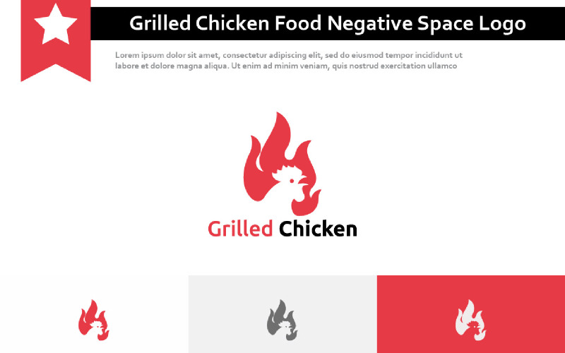 Grilled Chicken Restaurant Food Negative Space Logo