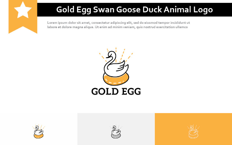 Logotipo de la granja de animales del pato del ganso del cisne del huevo de oro