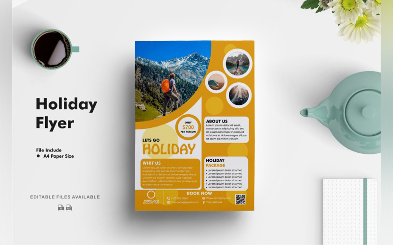 Modèle de conception de flyer de vacances