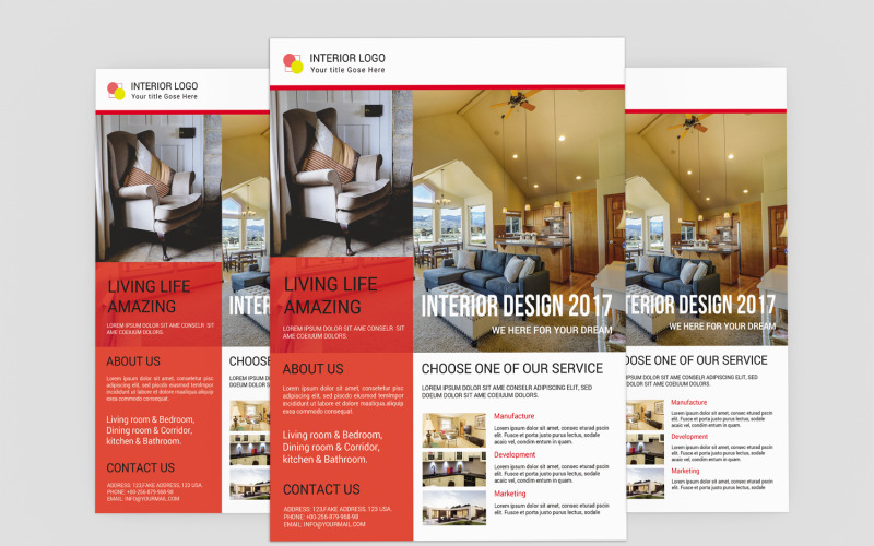 Modelo de Folheto de Design de Interiores - TemplateMonster