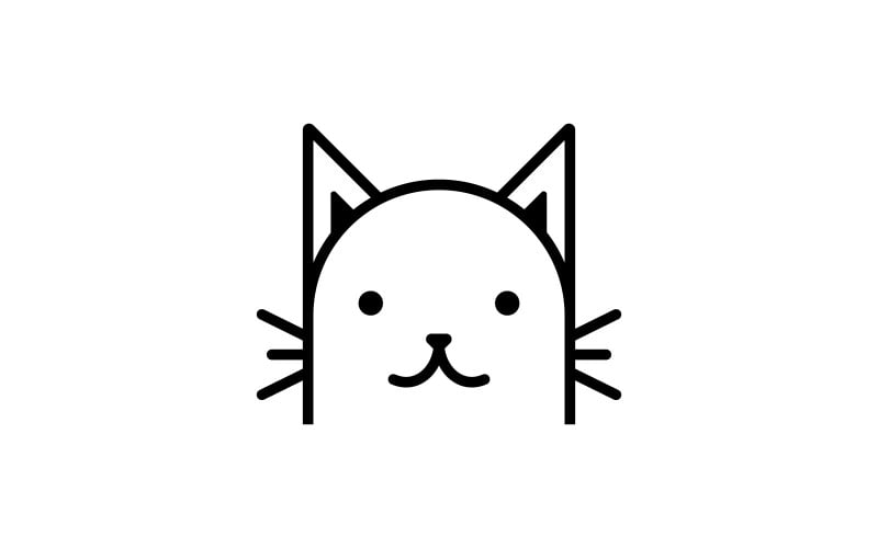 Cabeça de gato bonito logotipo dos desenhos animados cabeça de