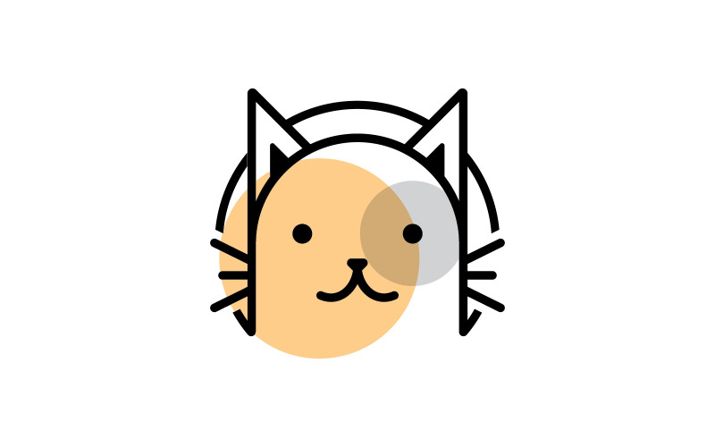 Cabeça de gato bonito logotipo dos desenhos animados cabeça de