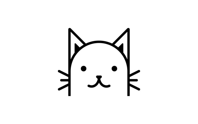 Cute cat head cartoon logo cat head Good for cat care related products  V1