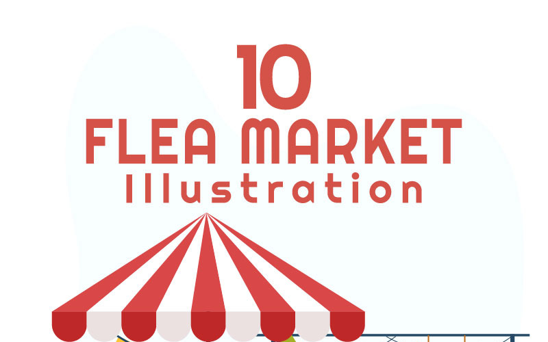 10 Ilustração de loja de segunda mão do mercado de pulgas