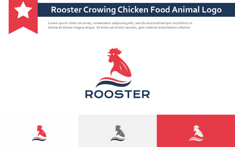 Logo de ferme d'animaux de nourriture de poulet de chant de coq