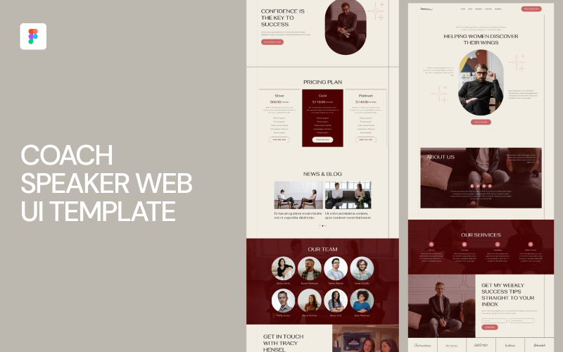 Plantilla de interfaz de usuario web del orador del entrenador