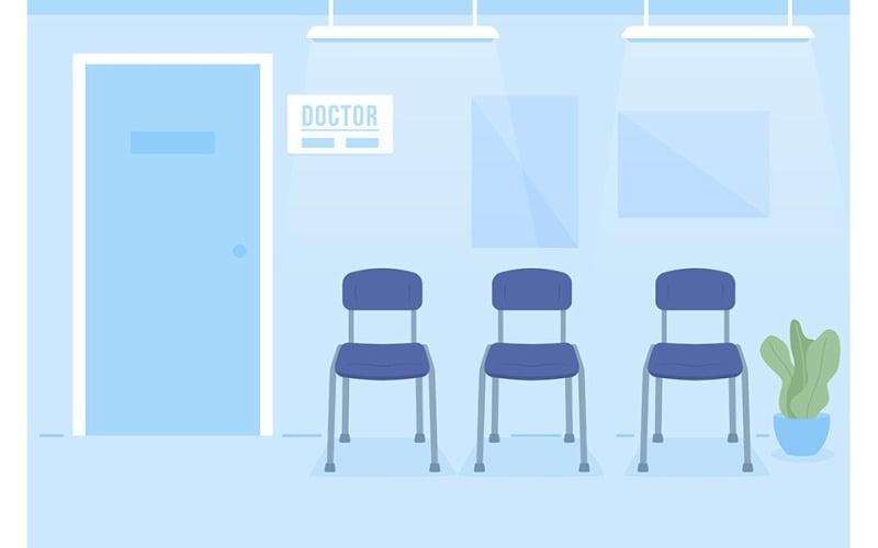 Stoelen in dokter kantoor receptie kamer egale kleur vectorillustratie