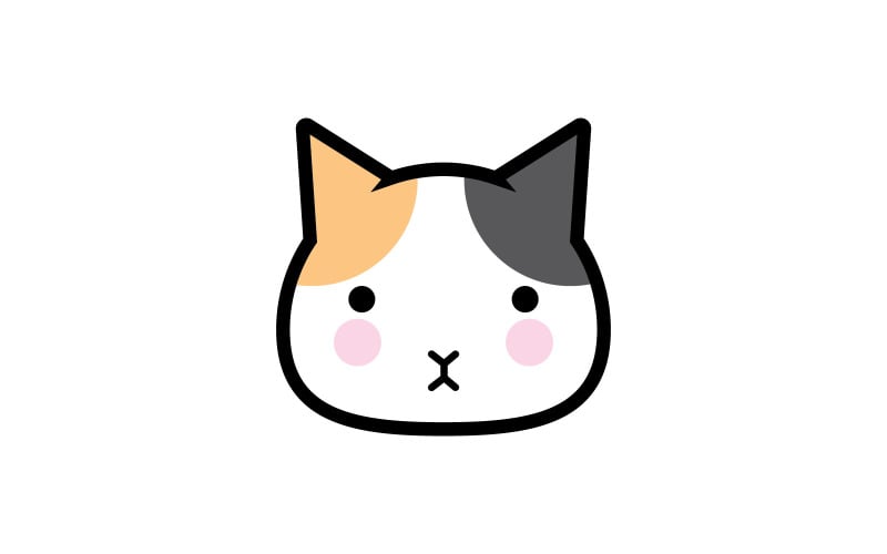 Tête de chat mignon logo de dessin animé tête de chat Bon pour les produits liés aux soins des chats V5