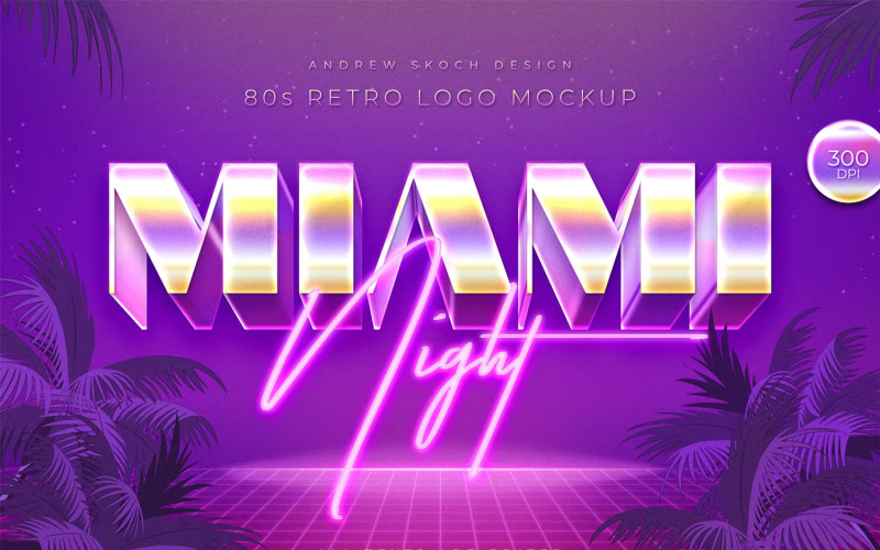Майами - Мокап ретро-логотипа 80-х