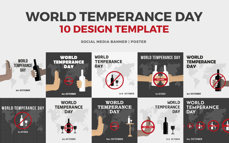 World Temperance Day Graphics Banner Vektordesign-Elemente und Poster