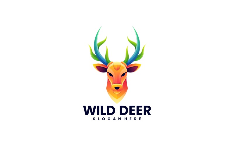 Estilo de logotipo colorido degradado de ciervo salvaje
