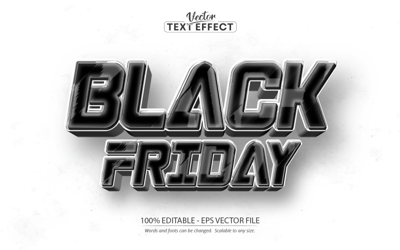 Black Friday - Effetto testo modificabile, stile testo nero e cartone animato, illustrazione grafica