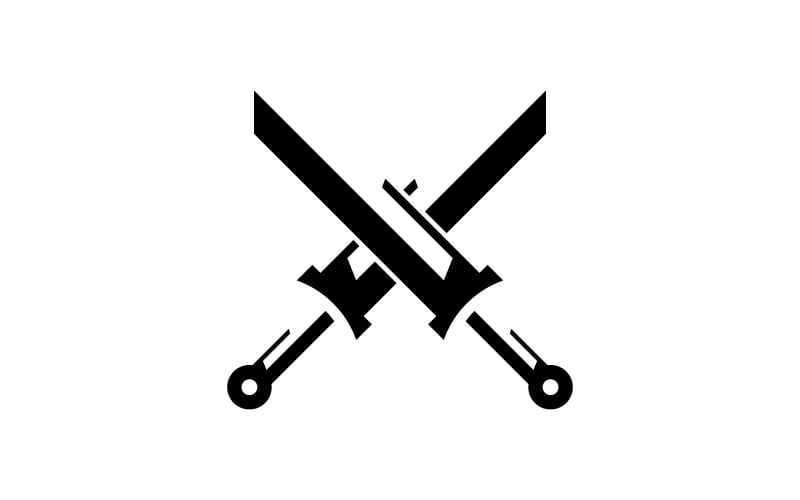 Çapraz Kılıç Logo şablonu. Vektör çizim. V11