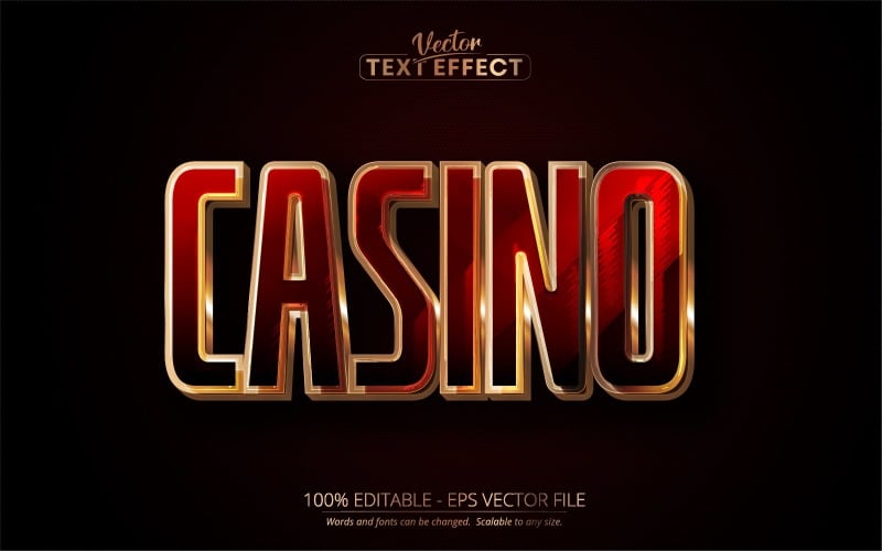 Casino - Editable Text Effect, Calligraphy Metallic Gold Text Style, Graphics Illustration
