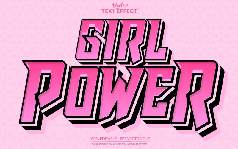Girl Power - Düzenlenebilir Metin Efekti, Pembe Ve Karikatür Metin Stili, Grafik İllüstrasyon