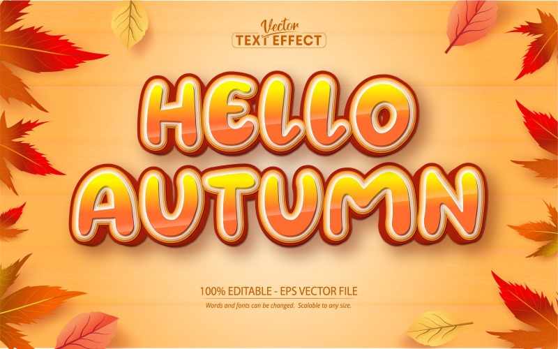 Hallo Herbst - Bearbeitbarer Texteffekt, Comic- und Cartoon-Textstil, Grafikillustration