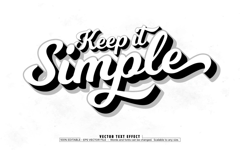 Keep It Simple - Effetto di testo modificabile, stile di testo minimale e cartone animato, illustrazione grafica