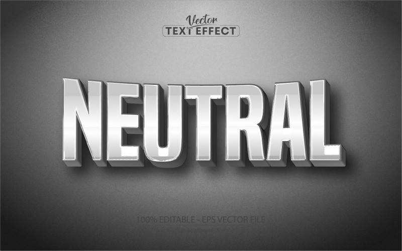 Neutro: efecto de texto editable, estilo de texto brillante metálico de caligrafía, ilustración gráfica