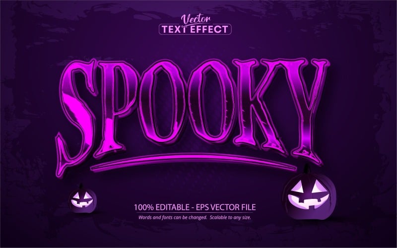 Spöklik - redigerbar texteffekt, Halloween och tecknad textstil, grafikillustration