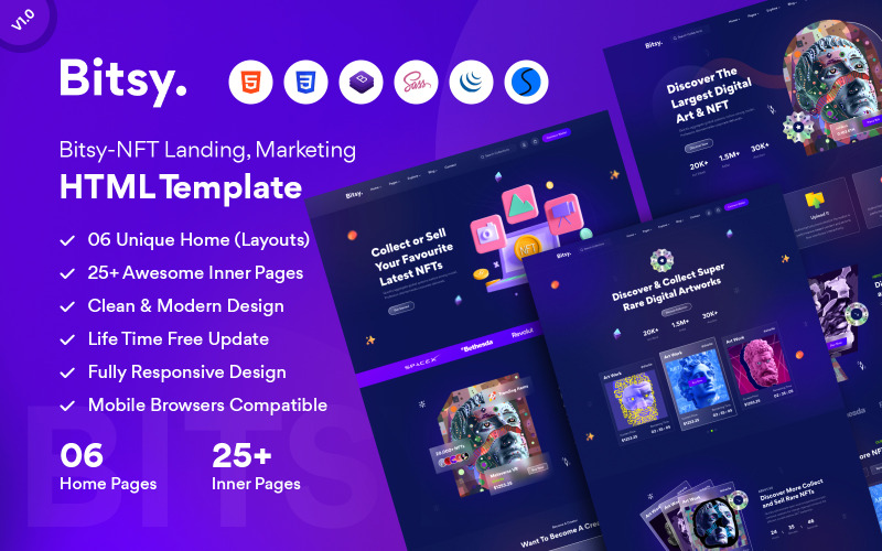 Bitsy - Modello HTML del mercato NFT