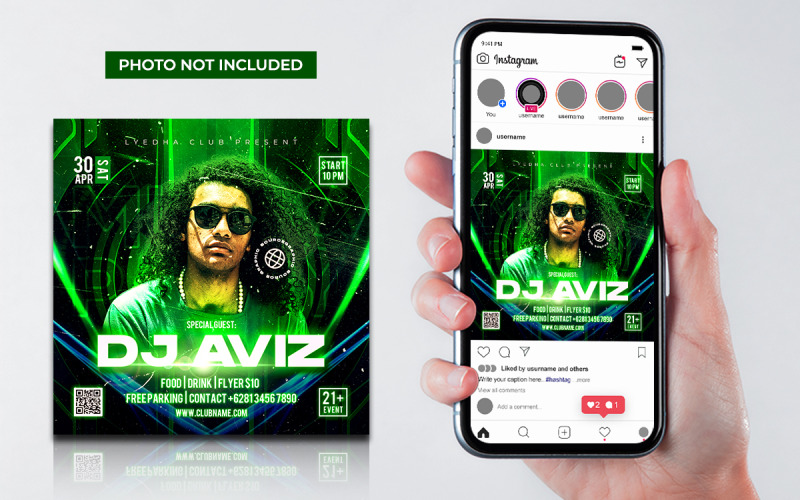 Green Club DJ Party Flyer Social Media Beitrag