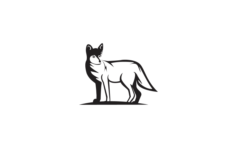 Логотип Black Wolf Flat Line Art