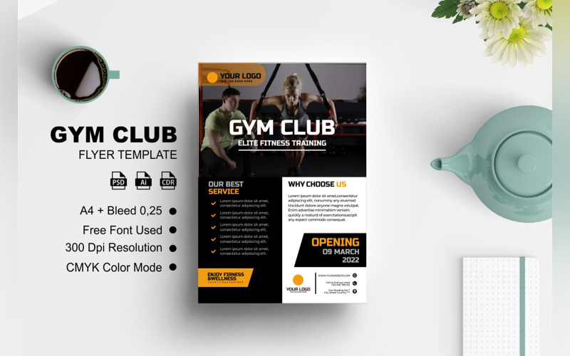 Moderne Fitnessstudio-Club-Flyer-Vorlage