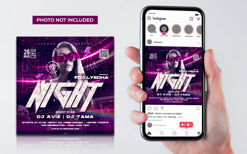 Нічний клуб Dj Party Flyer Повідомлення в соціальних мережах