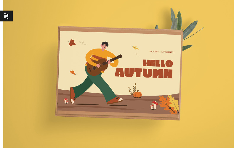 Привет осень шаблон поздравительной открытки