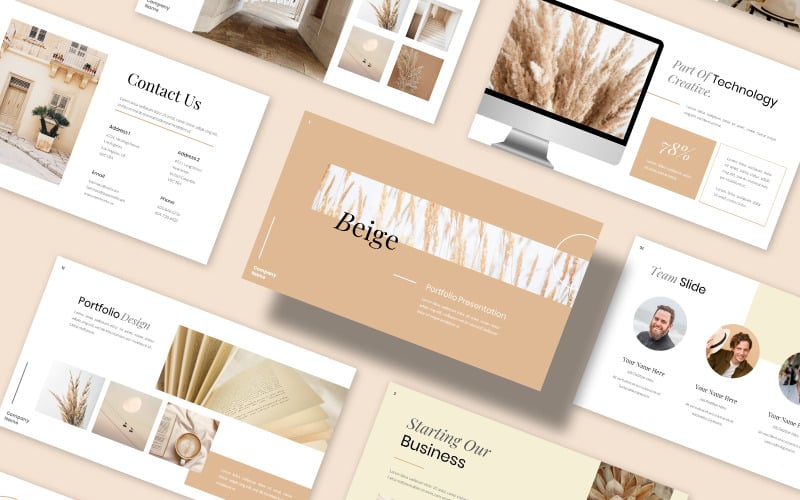 BEIGE - PowerPoint-sjabloon voor creatieve minimalistische bedrijfspresentatie