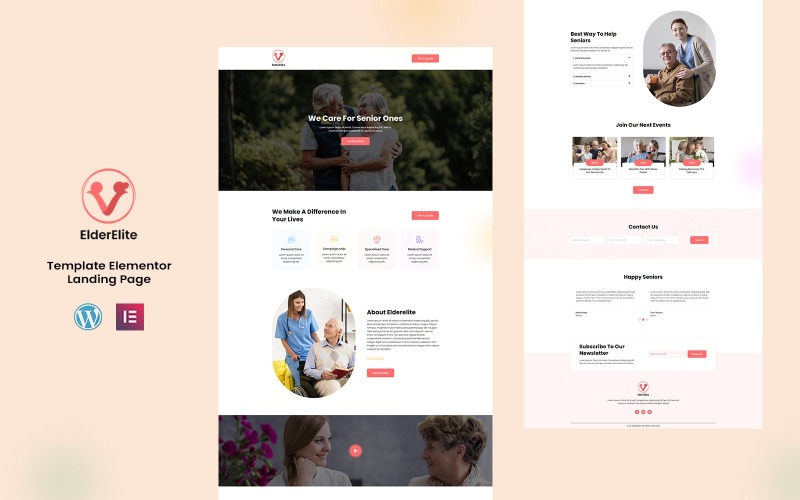 ElderElite - Elementor-sjabloon voor thuiszorgdiensten