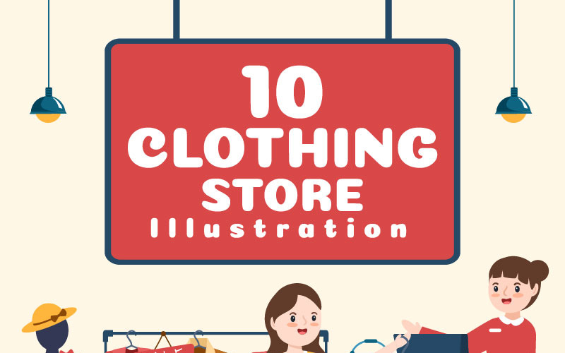 10 ilustración de la tienda de ropa de moda