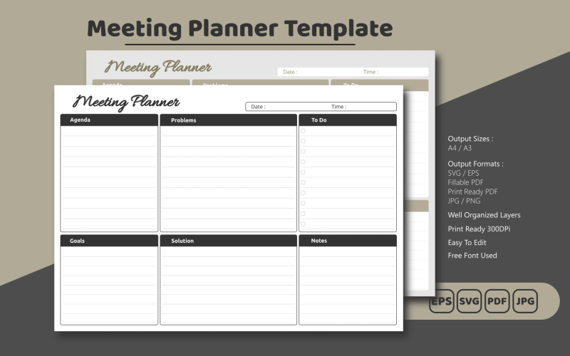 Toplantı Planlayıcı Temiz Minimalist Tek Sayfa Şablonu