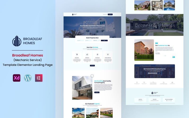 Broadleaf Homes Servicios inmobiliarios Elementor Landing Page
