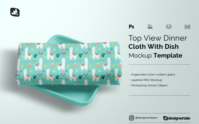 Bulaşık Mockup ile Üstten Görünüm Akşam Yemeği Bezi