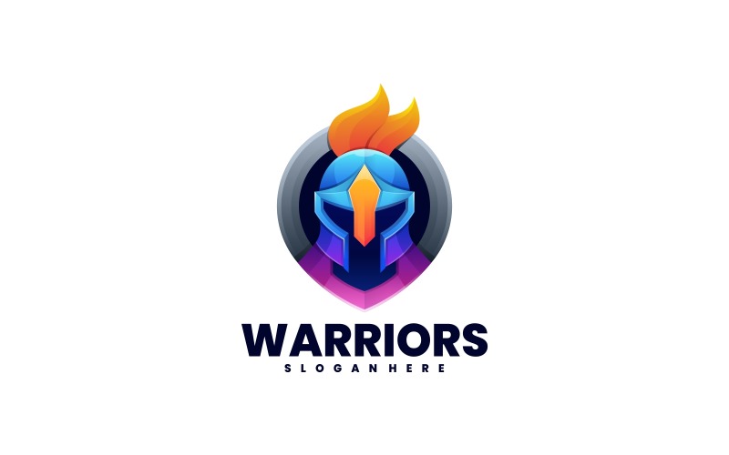 Estilo de logotipo colorido gradiente guerreiro
