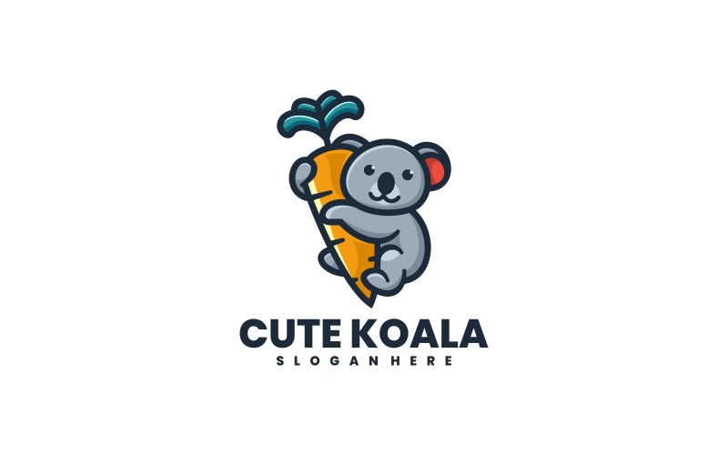 Estilo de logotipo de mascote simples coala fofo