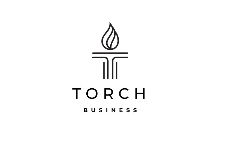 Fakkel met eerste T-logo ontwerpsjabloon