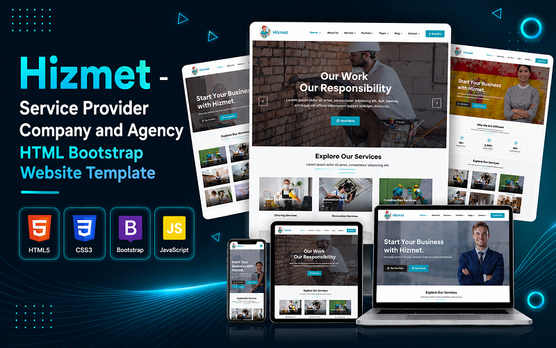 Hizmet - Hizmet Sağlayıcı Şirket ve Ajans HTML Bootstrap Web Sitesi Şablonu