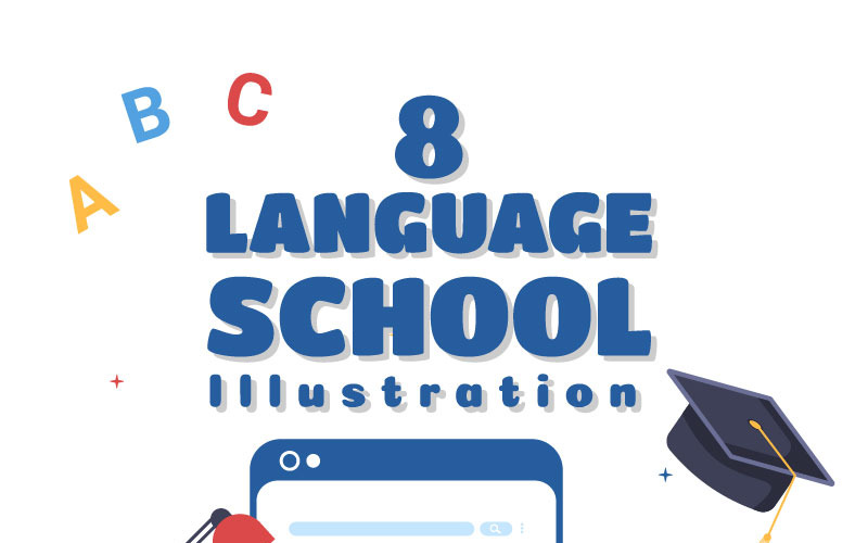 8 ilustración de la escuela de aprendizaje de idiomas