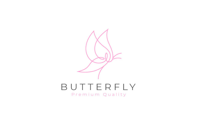 Line Art Design semplice ed elegante con logo a forma di farfalla