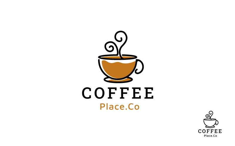 Linea arte caffè Logo Design vettore