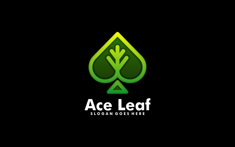 Logo a gradiente artistico con linea a foglia d'asso