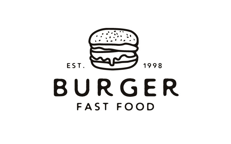 Modello di progettazione di logo di hamburger hipster vintage