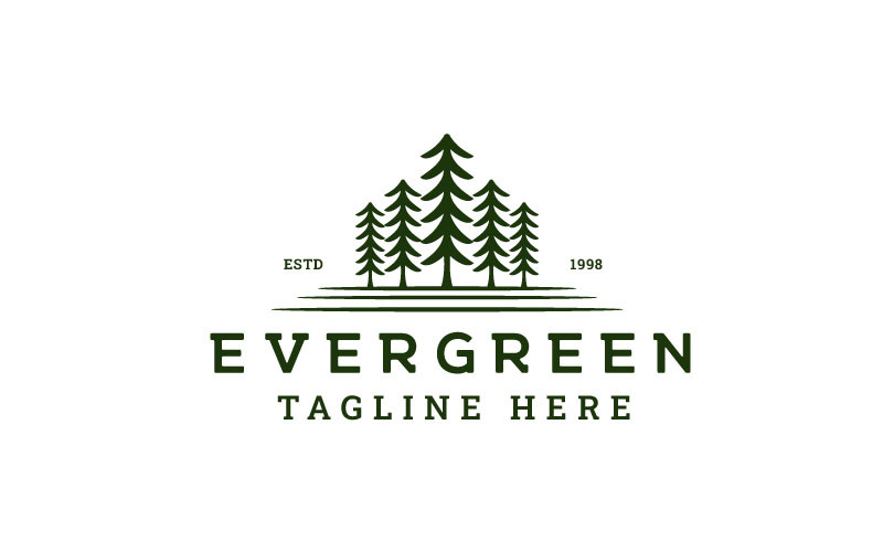 Pine Evergreen Cedar Hemlock Grön Gran Tree Logo Design