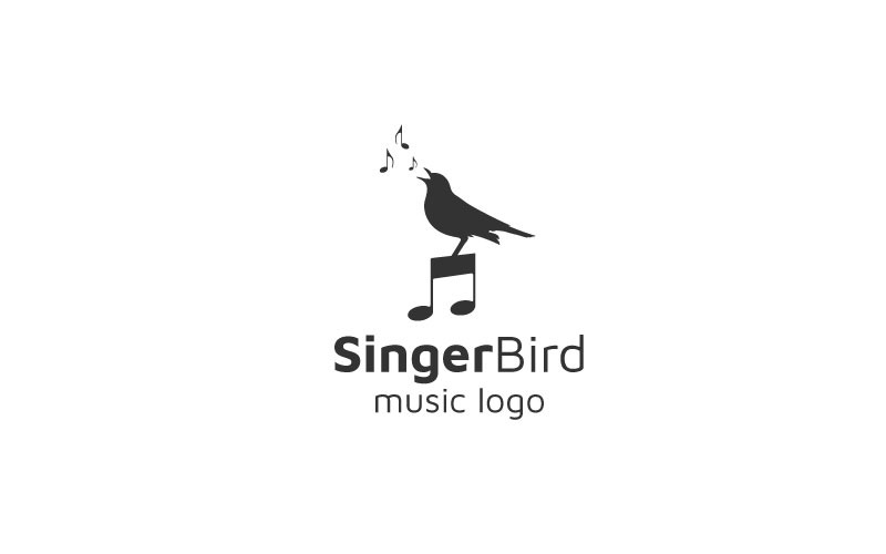 Sjungande fågel för musik sånglogotypdesign