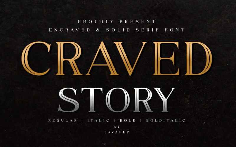 Craved Story - Serif grabado y sólido