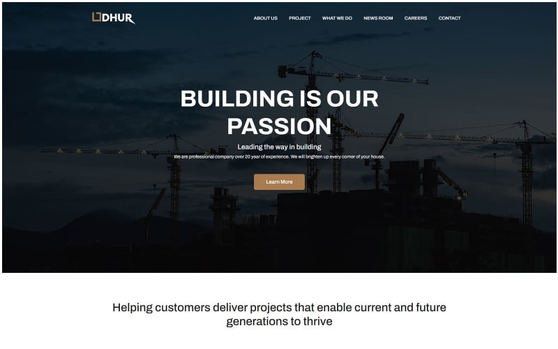 Dhur | Construction Company Website Template