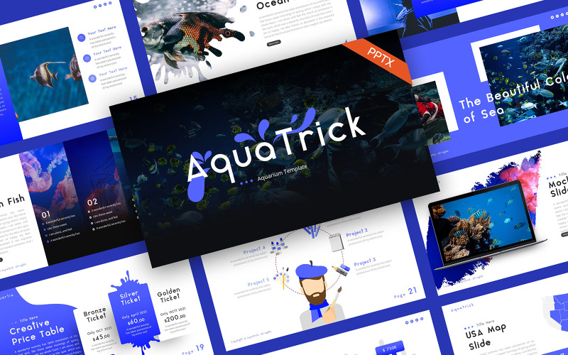 AquaTrick Aquarium PowerPoint Template