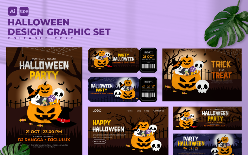 Ensemble graphique de conception d'Halloween V7